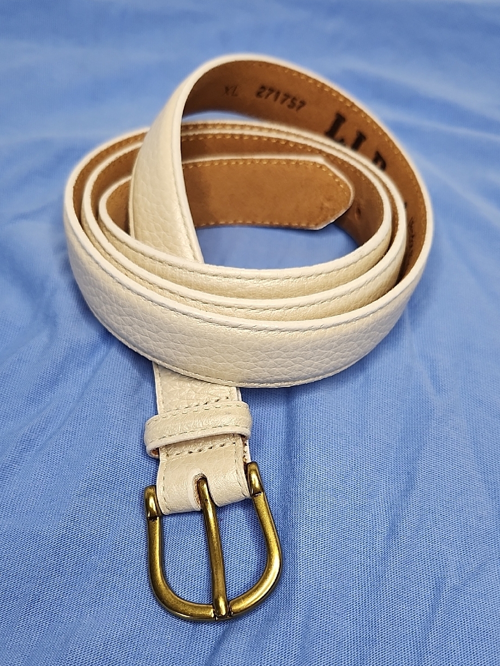 L.L. Bean Leather Belt with Brass Buckle XL